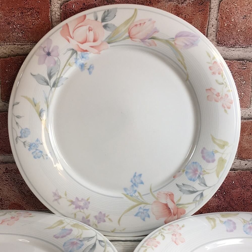 3 Vintage Limoges American 10 3/4" Fine Porcelain Dinner Plate Flowers